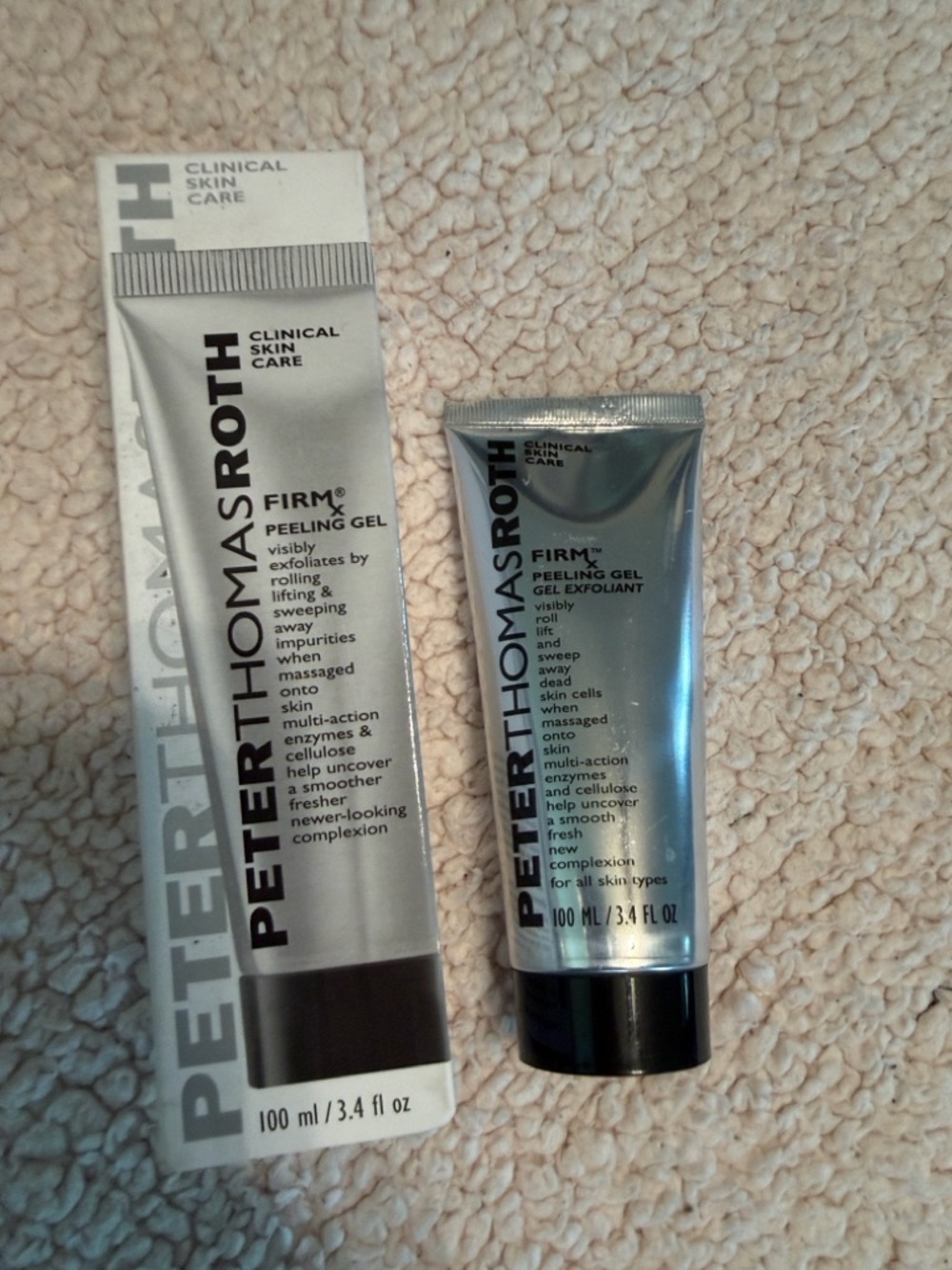 Peter Thomas Roth Silver Tube FIRMx Peeling Gel
1 tube new & 1 tube used twice.